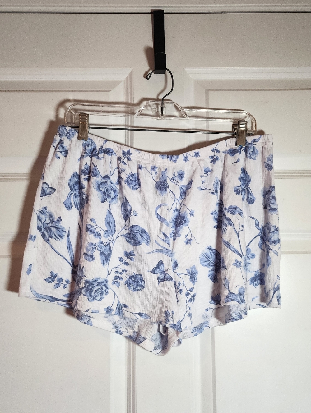 Laura Ashley White Floral Blue Print Lightweight Sleep Shorts XL